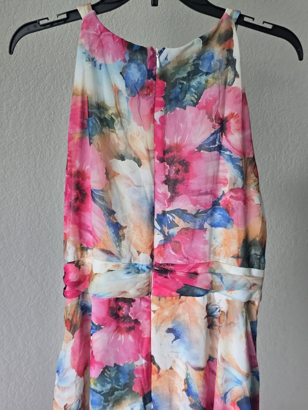 R&M Richards Floral Watercolor Maxi Dress Size 16 High Low Ruffle Formal $139 - Picture 10 of 11